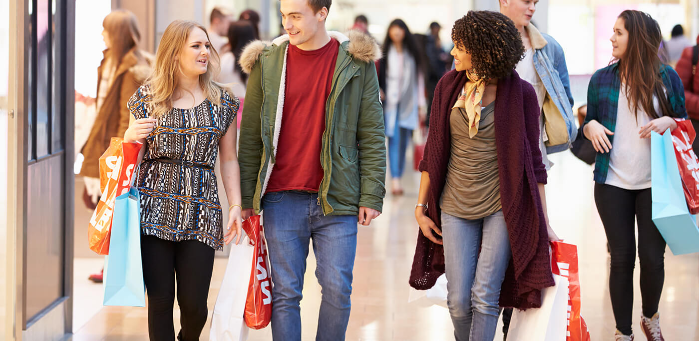 Group of shoppers walking