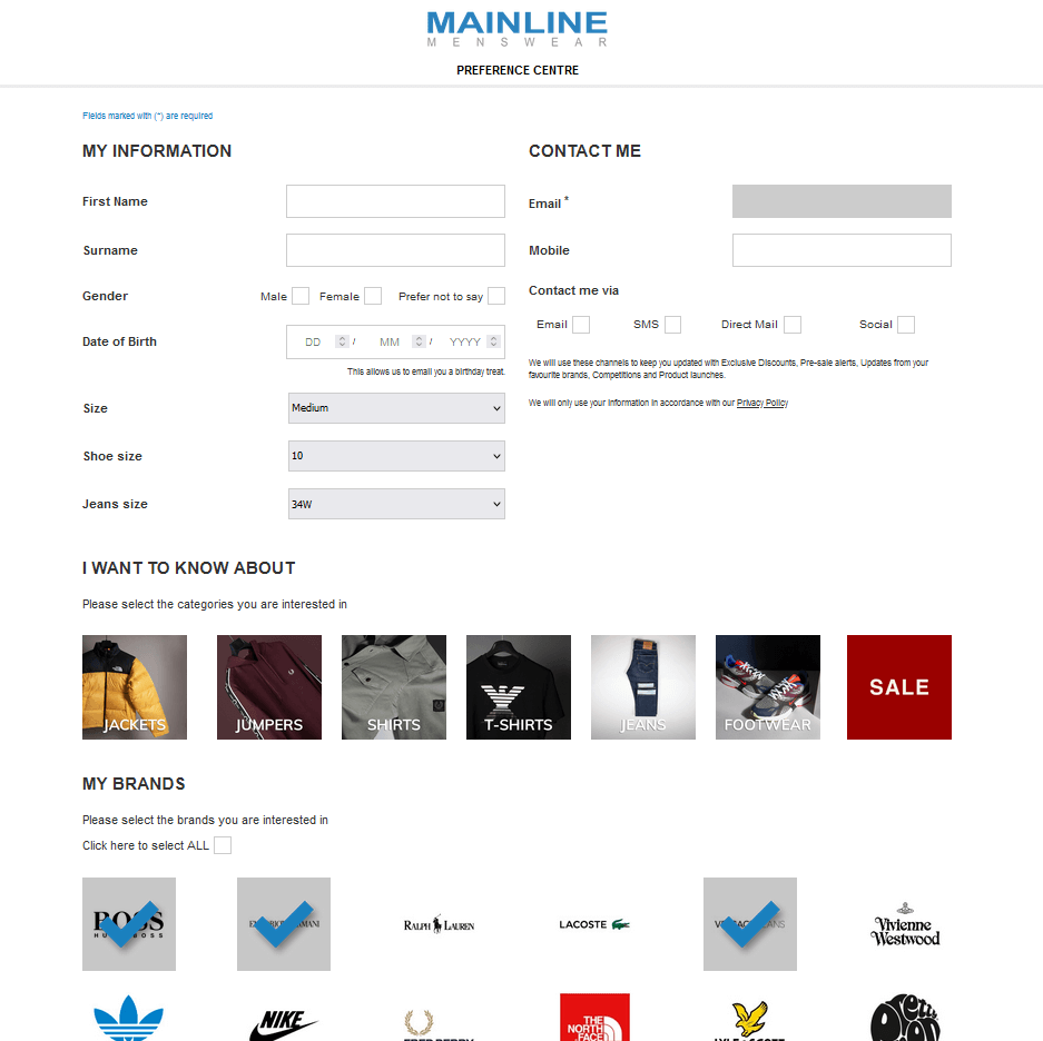 Mainline Preference Centre